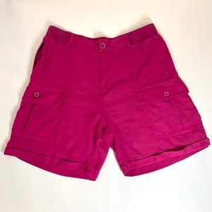 Soft Surroundings Pali Cargo Short  Stretch Waist Bermuda Cuffed Size L